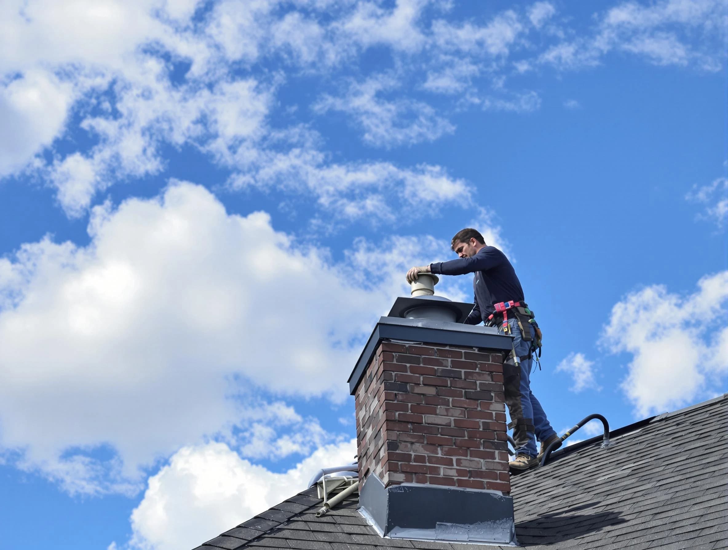 Quincy Chimney Sweep installing a sturdy chimney cap in Quincy, MA