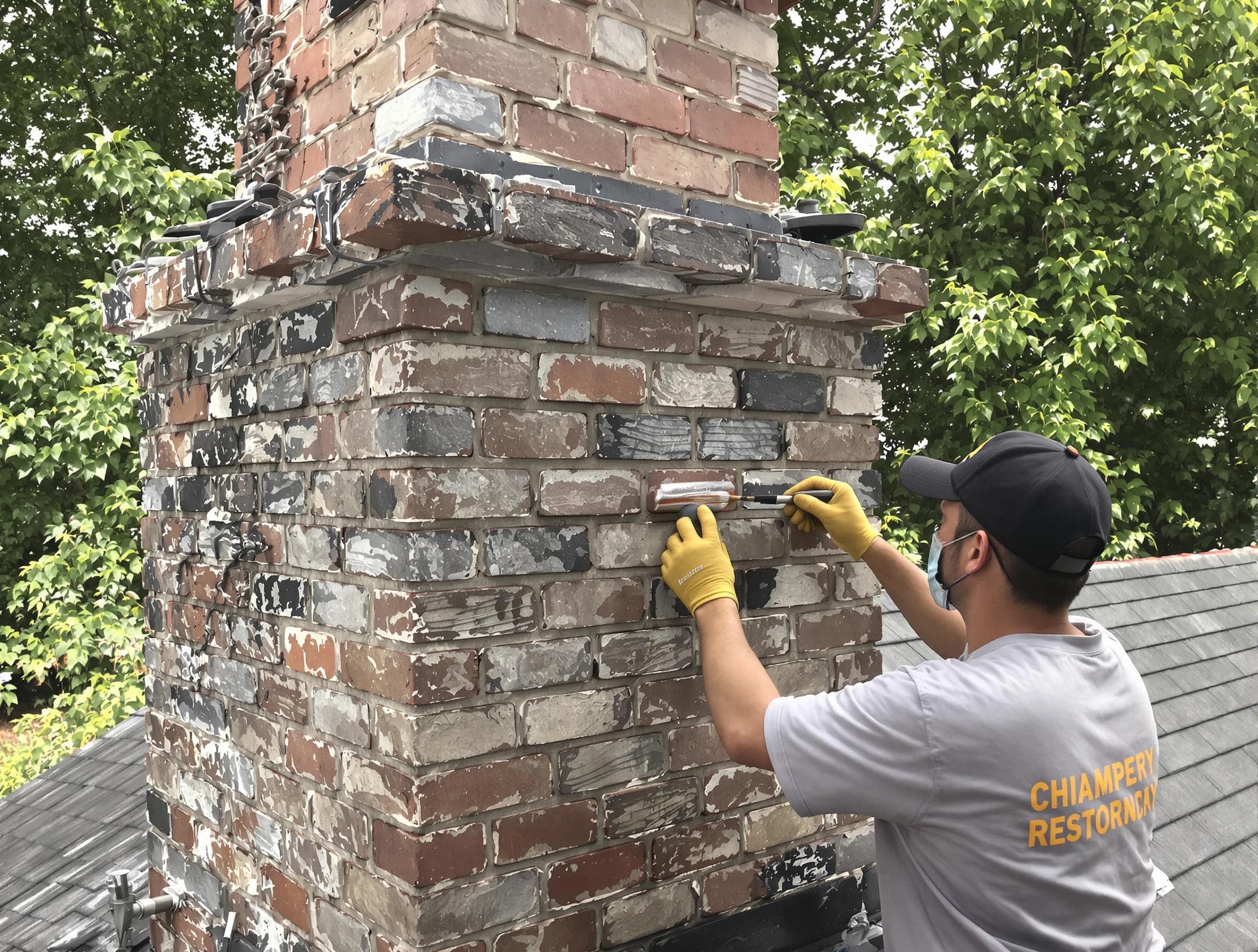 In-progress chimney restoration by Quincy Chimney Sweep in Quincy, MA
