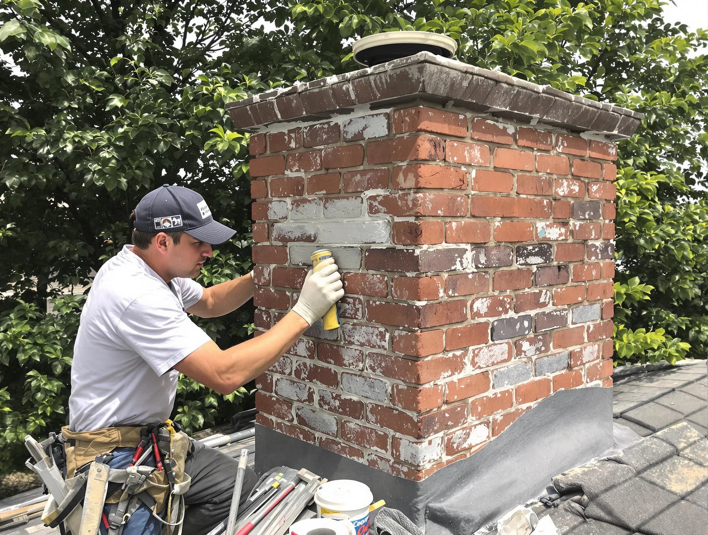 Quincy Chimney Sweep restoring an aging chimney in Quincy, MA