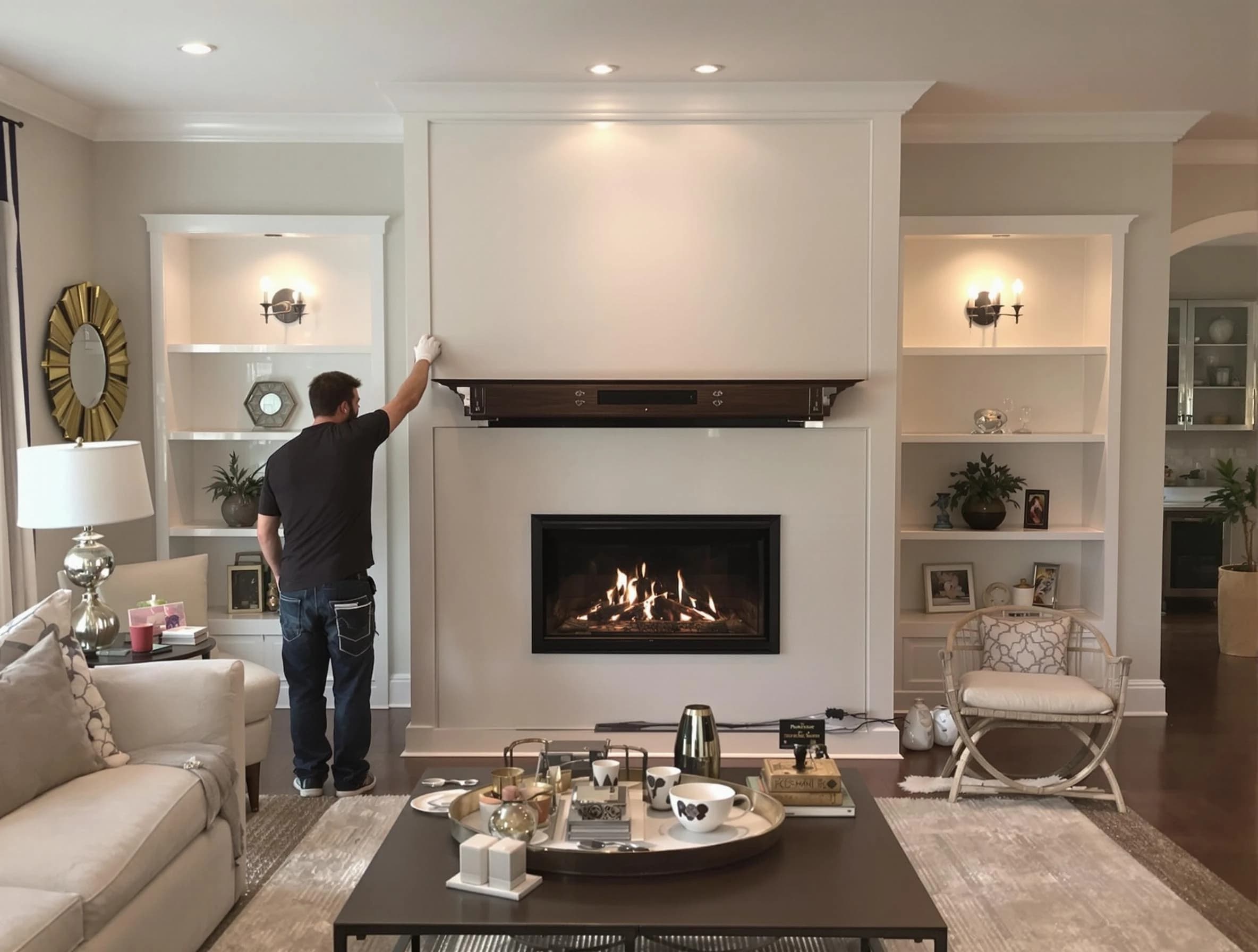 Quincy Chimney Sweep installing a new fireplace in Quincy, MA