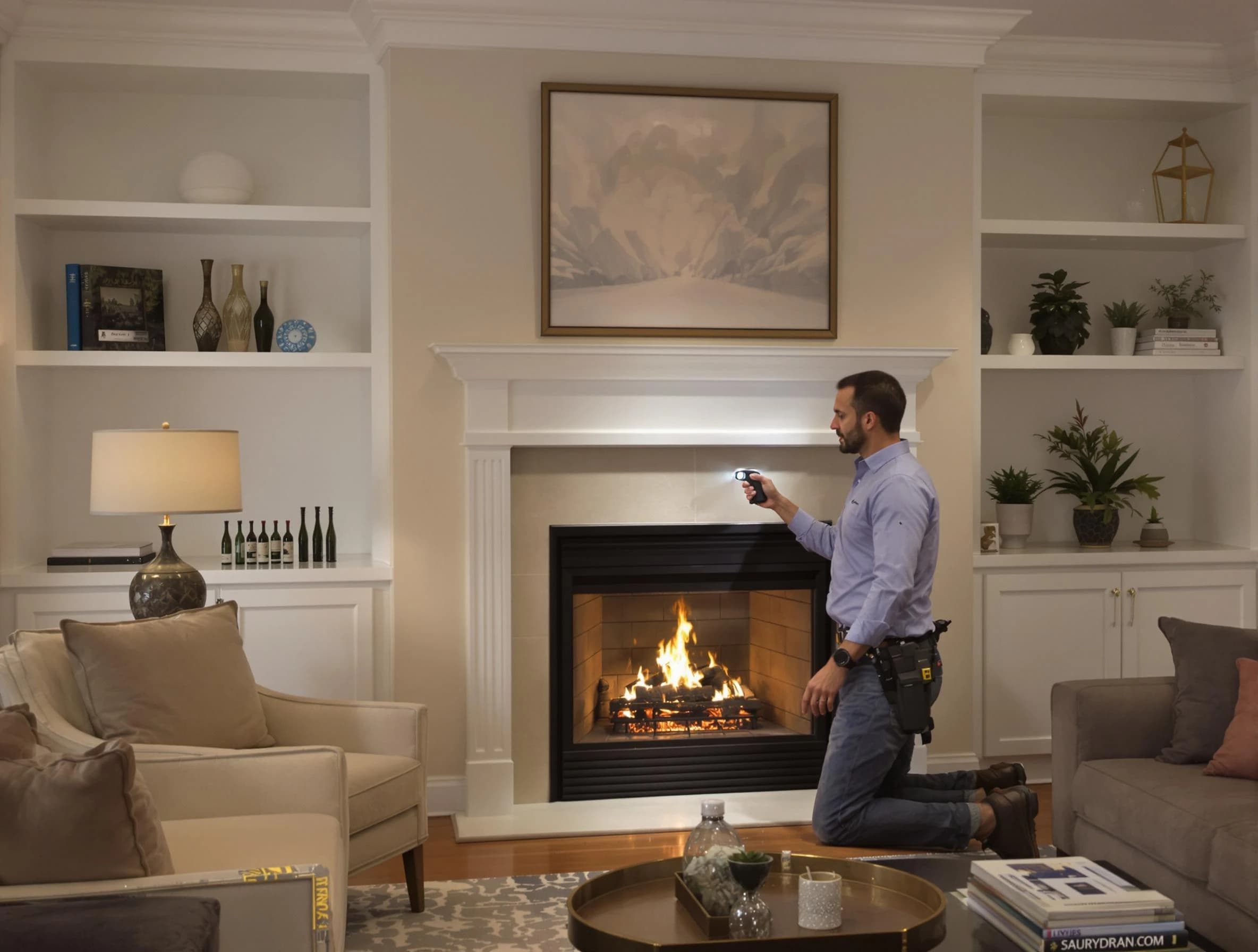 Quincy Chimney Sweep conducting a fireplace safety inspection in Quincy, MA