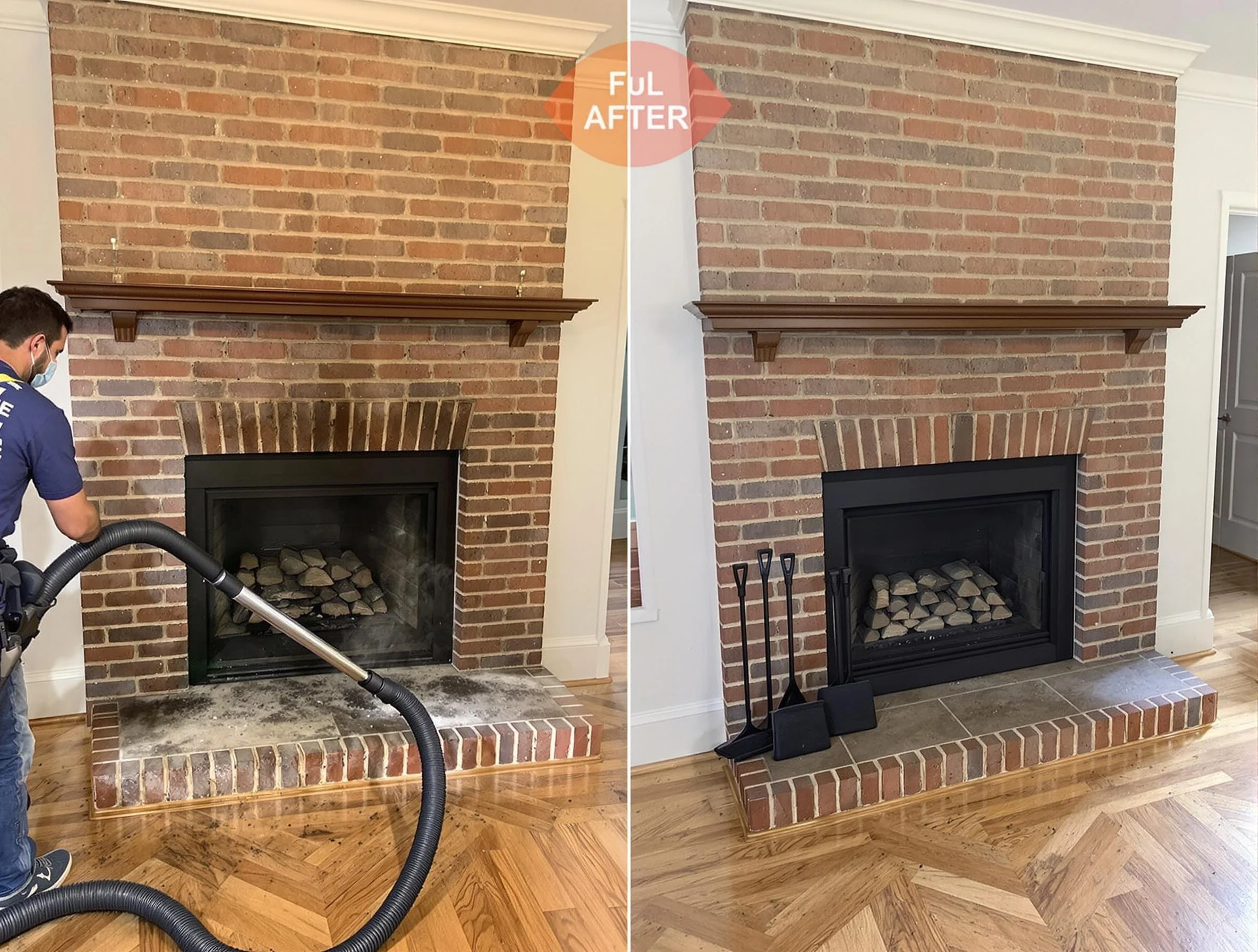 Quincy Chimney Sweep carefully sanitizing a fireplace in Quincy, MA