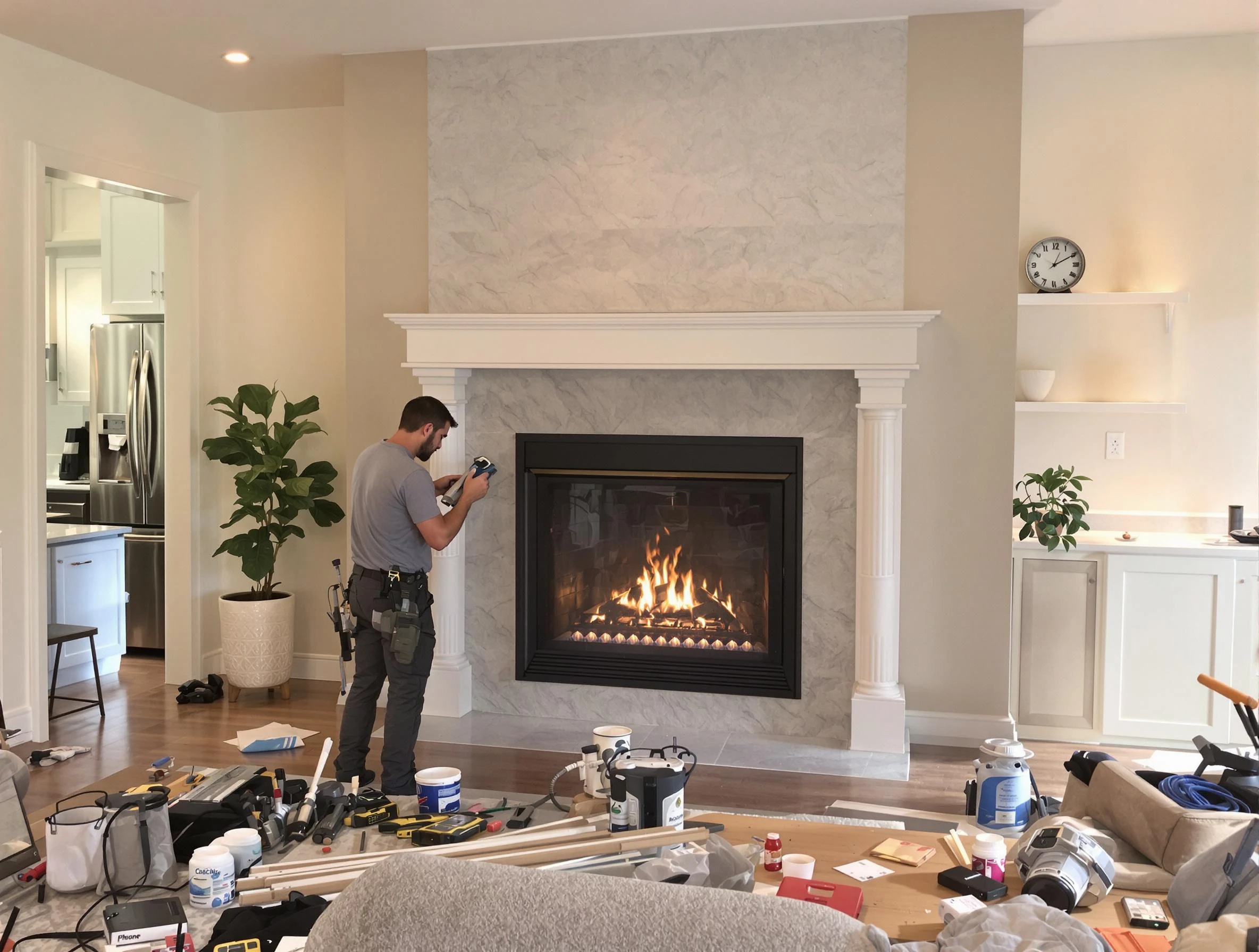 Newly installed fireplace by Quincy Chimney Sweep in Quincy, MA
